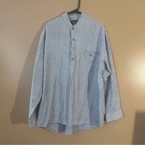 Lee Valley Navy Blue Striped Men's Button Down Shirt size XL